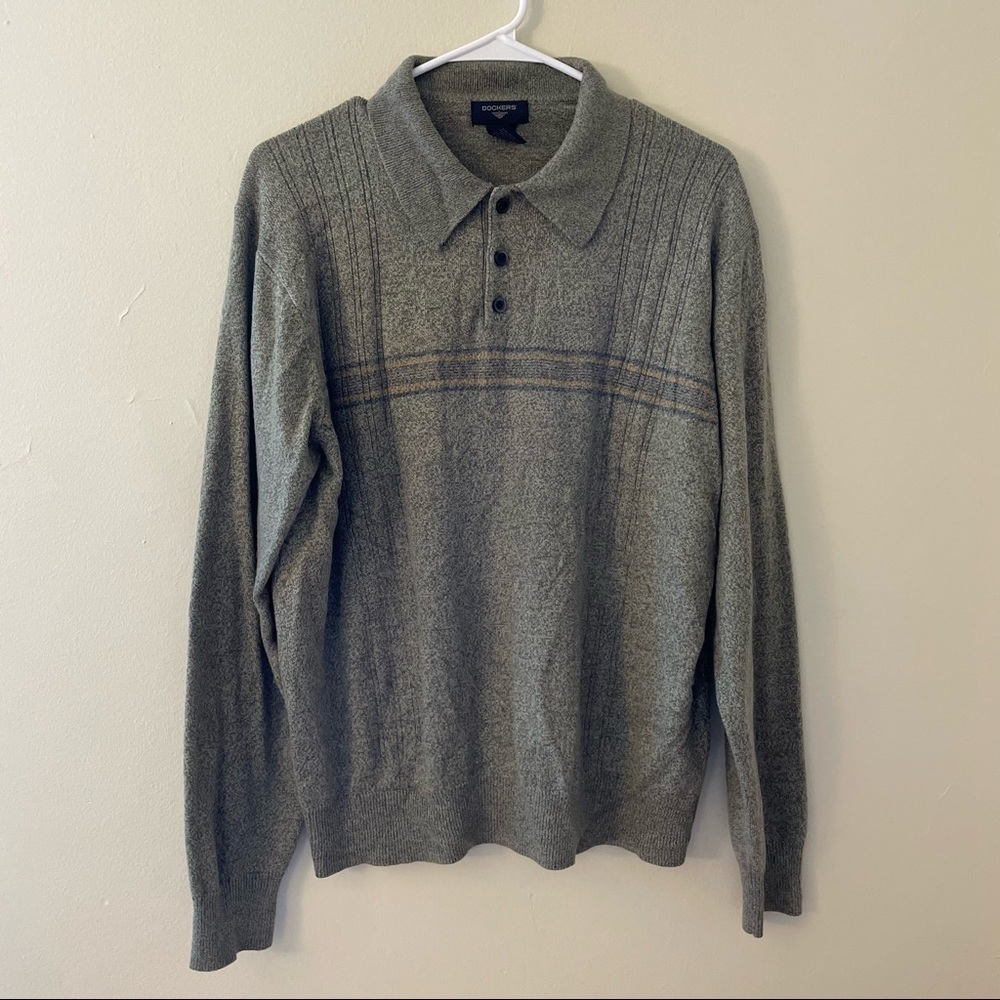 Dockers Grandpa Knit Sweater Academic Nerd Preppy Mature Fall‎ Top Women Large